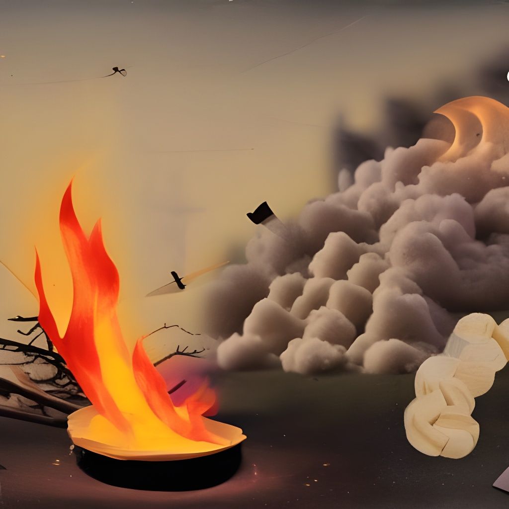 Burning Marshmallow Campfire Collage in Moonlight