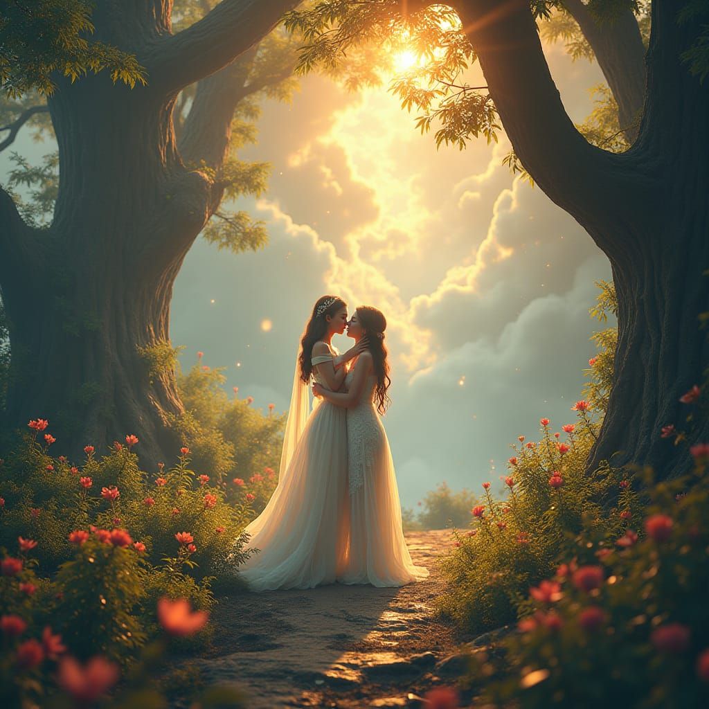 Ethereal Embrace in Mystical Realm: Concept Art