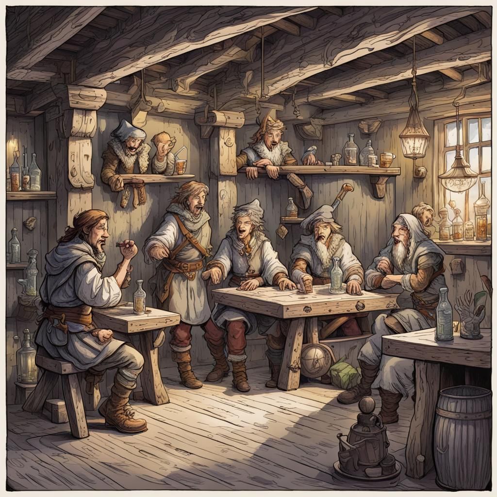 Bards' Tavern Song: D&D Illustration with Ice Sculptures