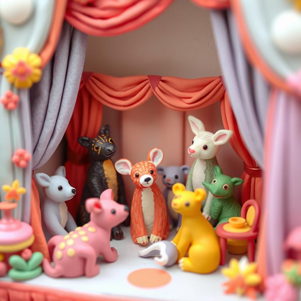 Colorful Marzipan Animals on a Miniature Stage