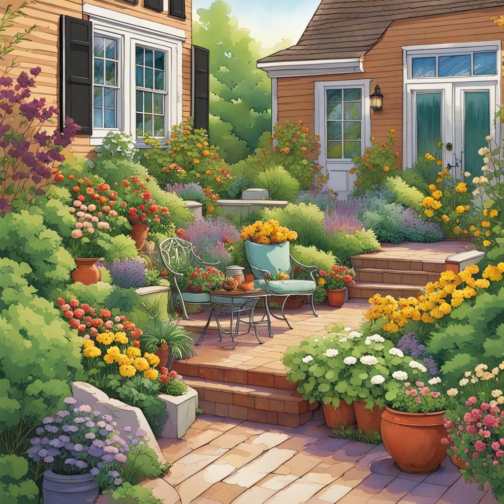 Lush Suburban Garden Oasis: A Burst of Life