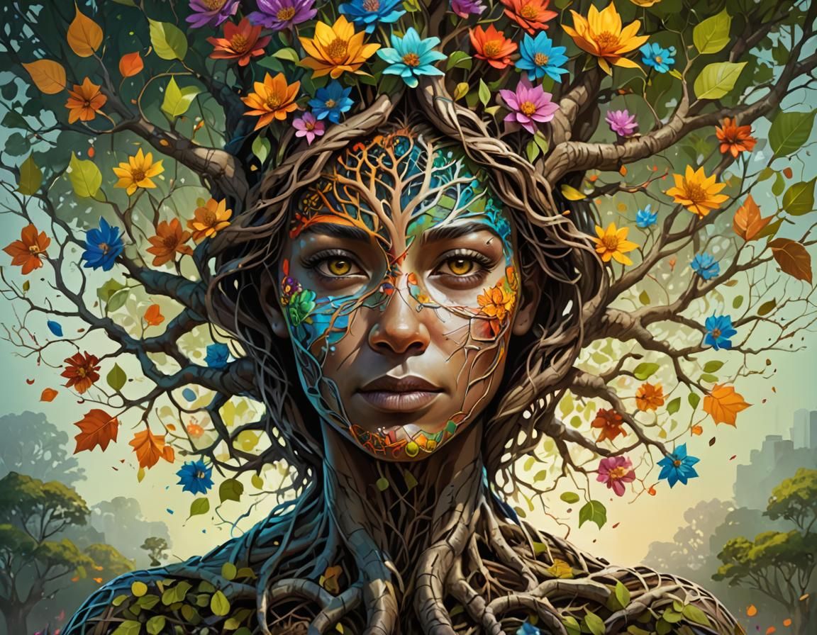 Tree of Life Portrait in Four Seasons
