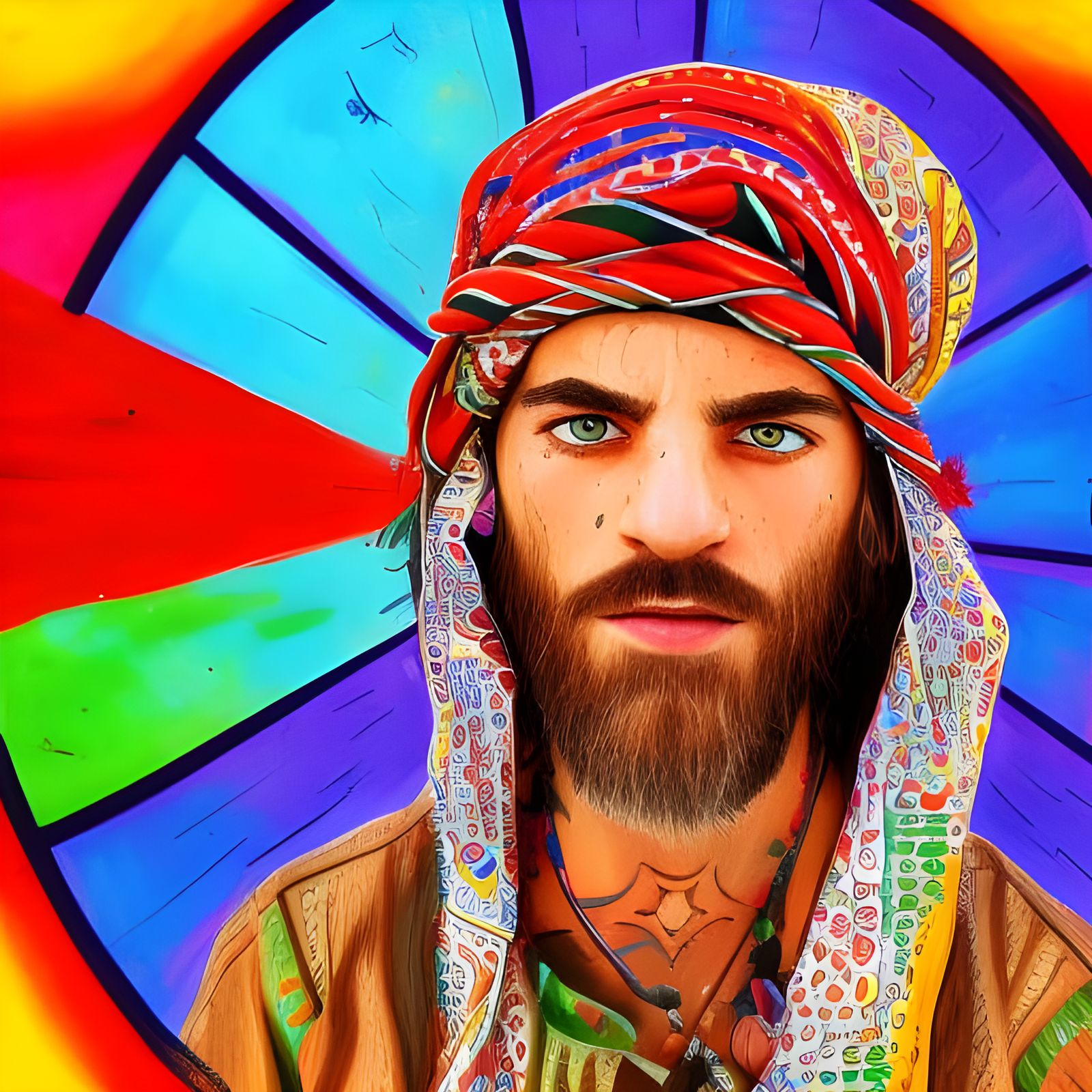 Hyperrealistic Palestine Hippy with Dramatic Lighting
