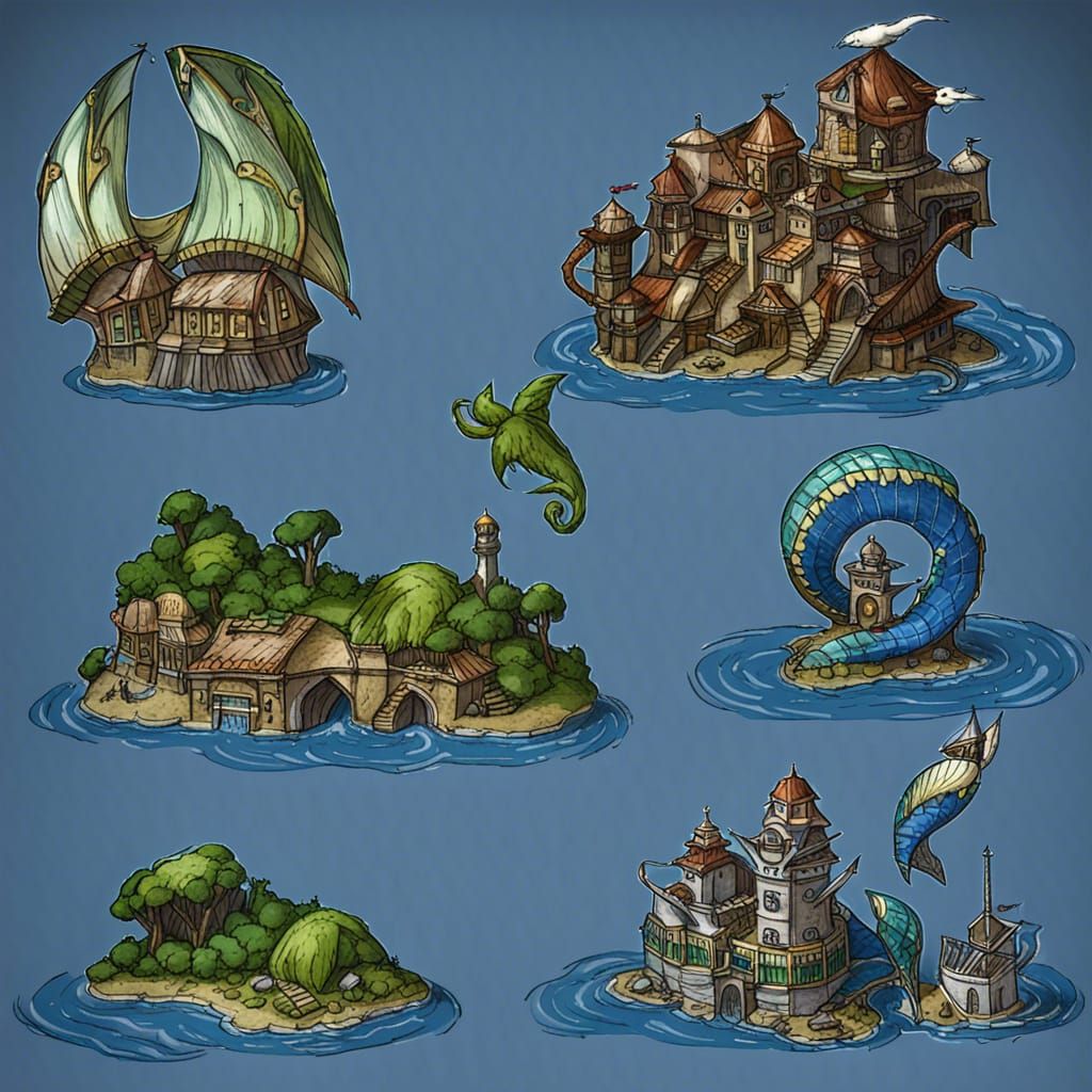 Sea Creature Town Concept Art: Heroes of Might and Magic