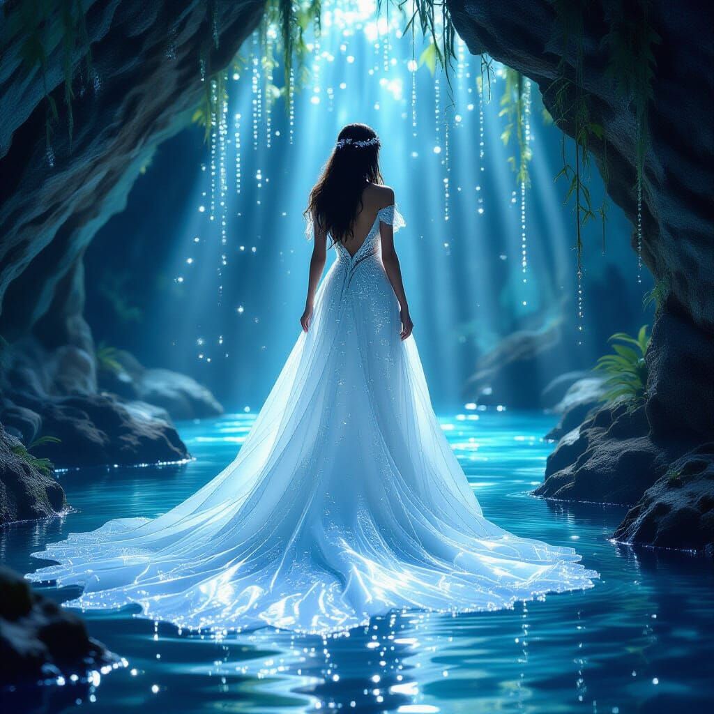Ethereal Water Dress in Moonlit Grotto