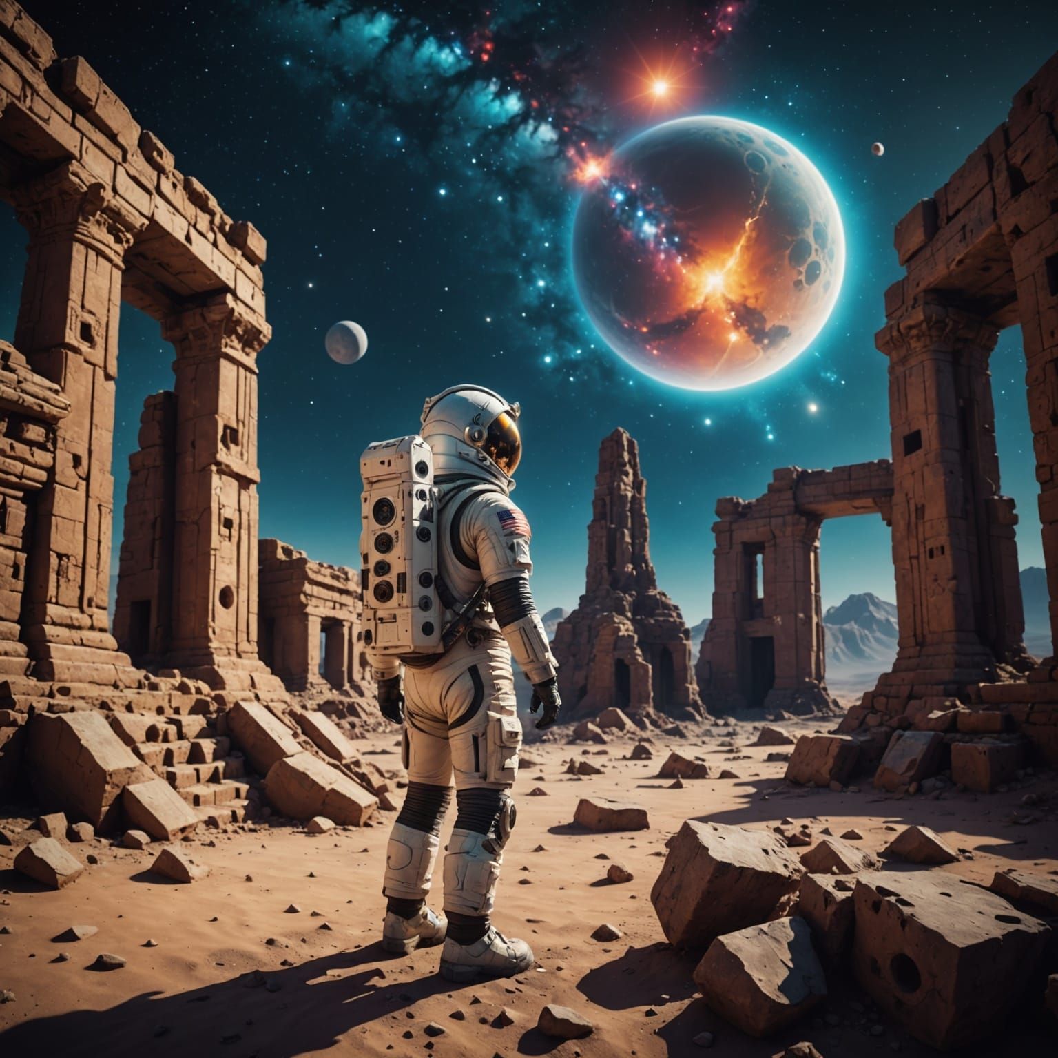 Moonlit Temple Explorer in Vibrant Hues