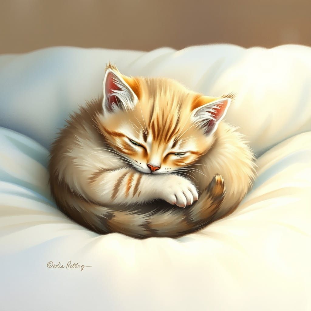 Whimsical Kitten in Dreamy Watercolor