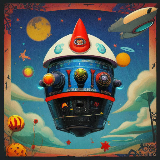 Psychedelic Rocket Ship in Cosmic Bloom