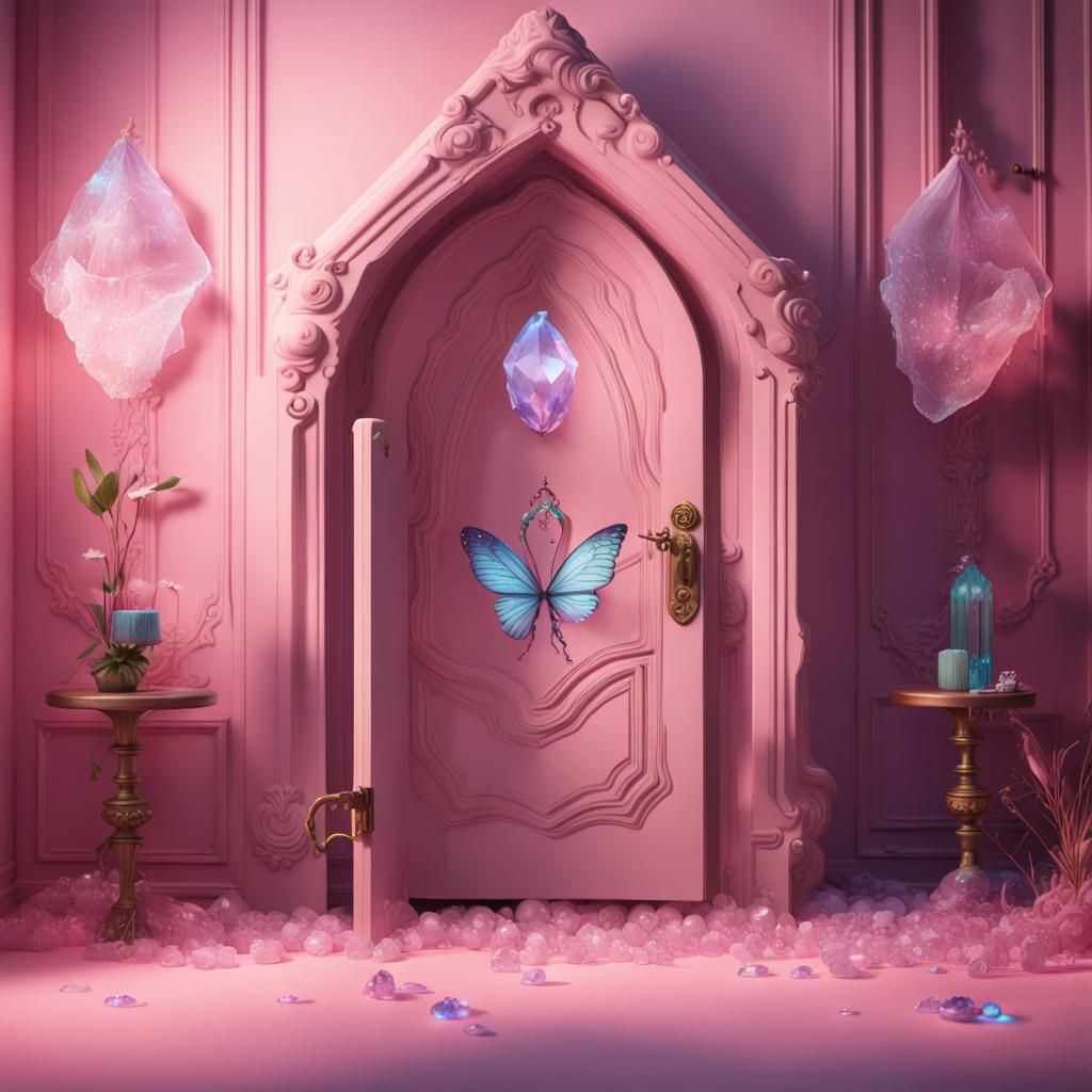 Fairy Hiding with Crystal in Pastel Room: Fantasy Art