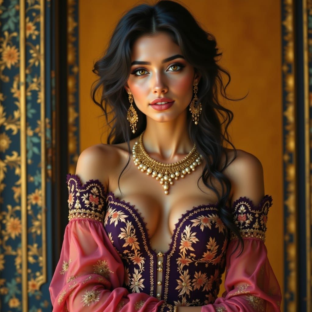 Elegant Ottoman Revival Portrait of a Turkish Woman