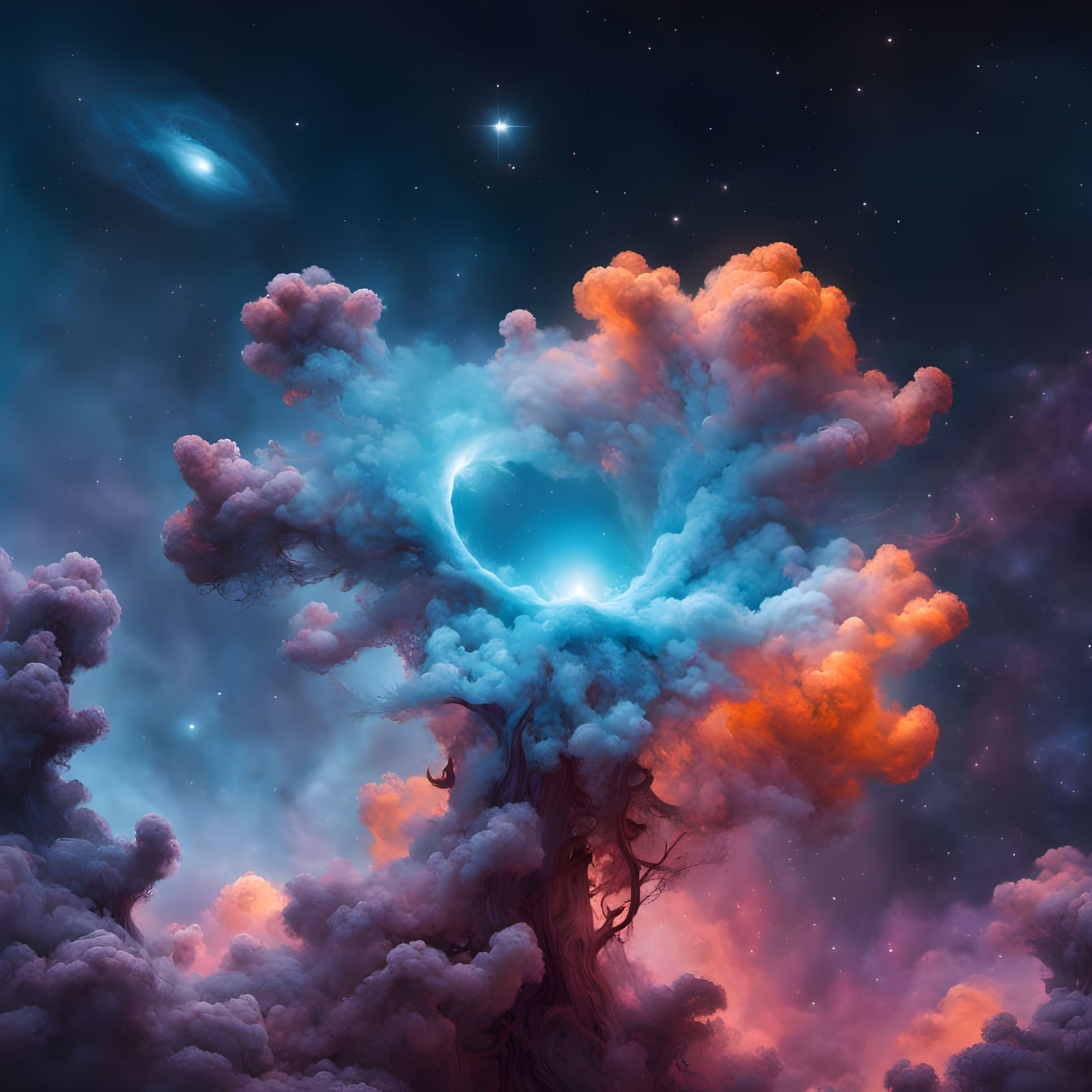 Space nebula cloud colorful vibrant depth of field detailed 8K resolution concept art, cinematic, volumetric lighting, p...