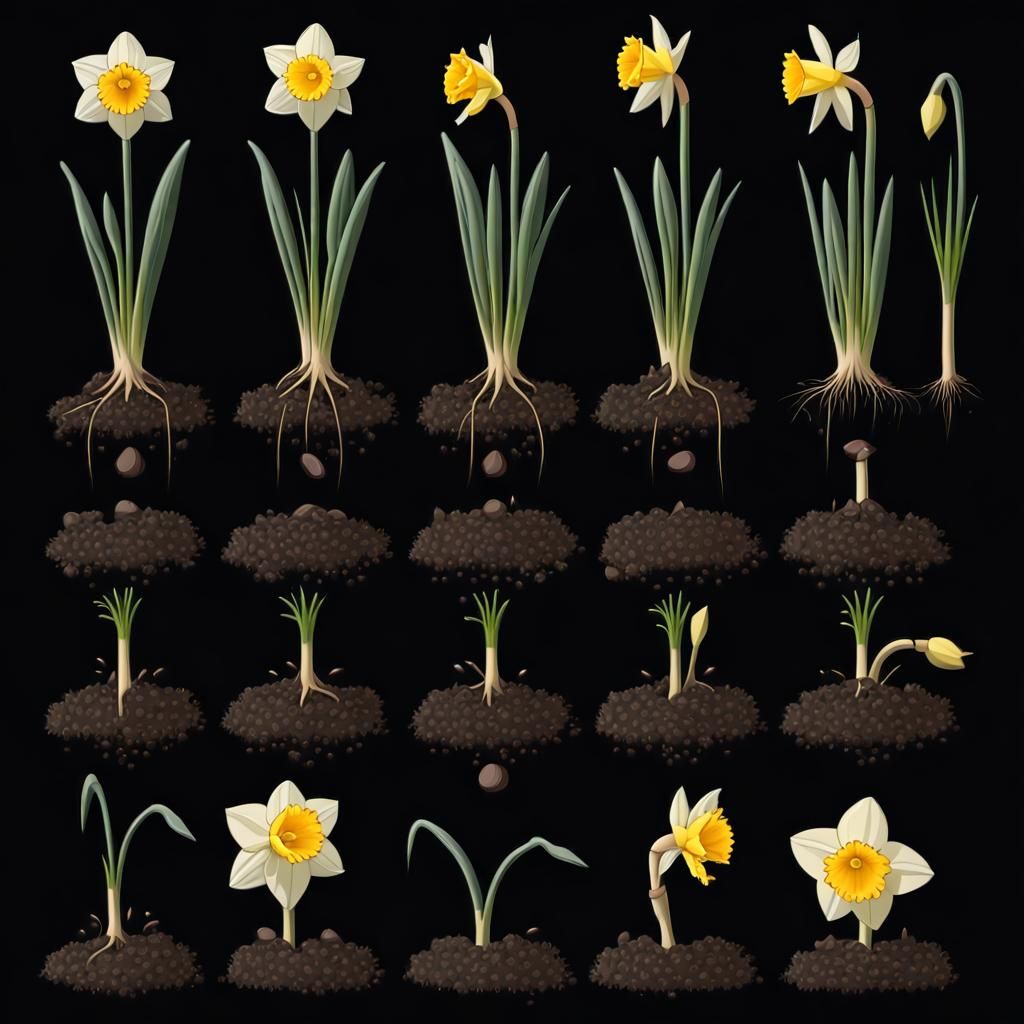 Daffodil Growth Cycle: 2D Sprite Sheet