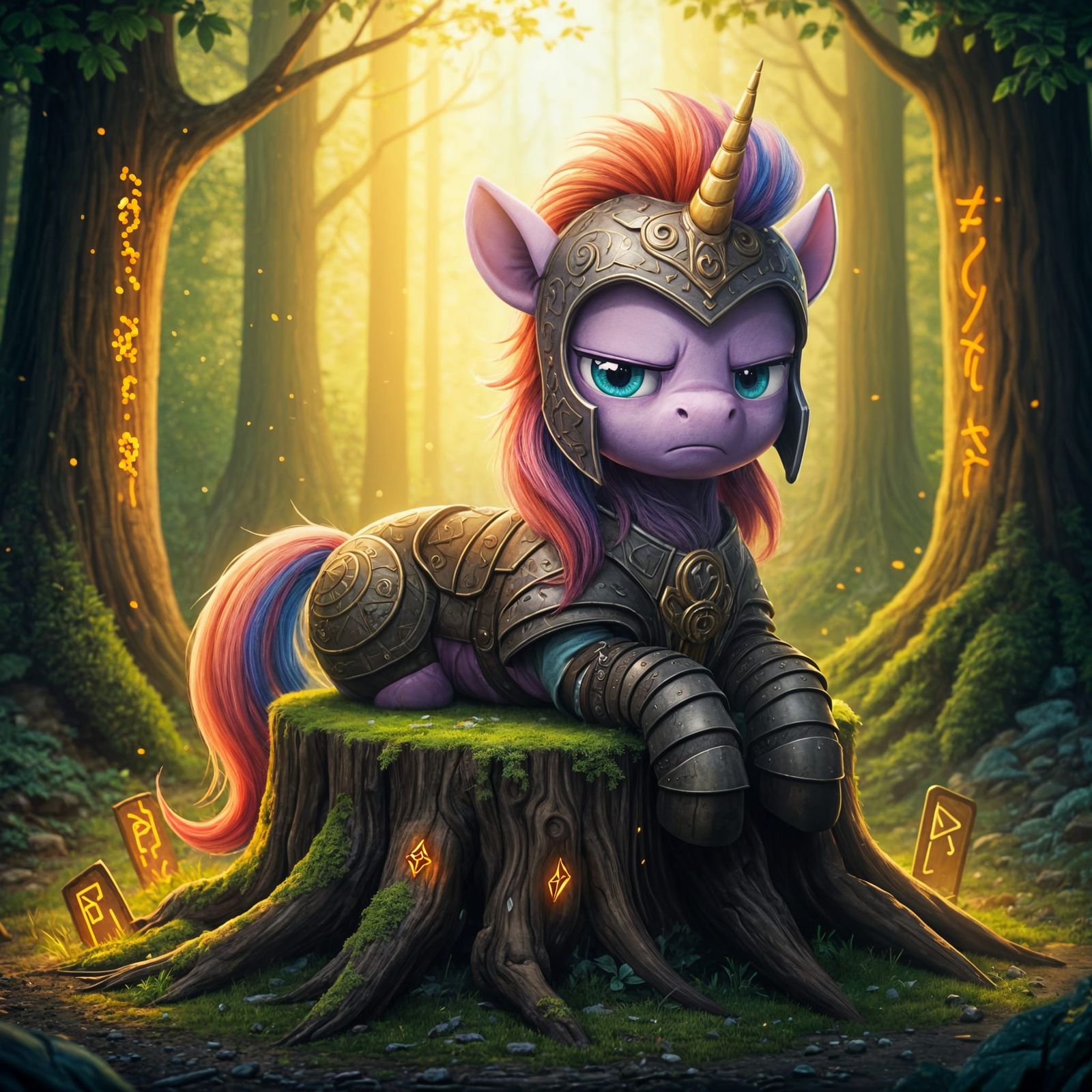 Grumpy Unicorn in Detailed 3D Anime Style