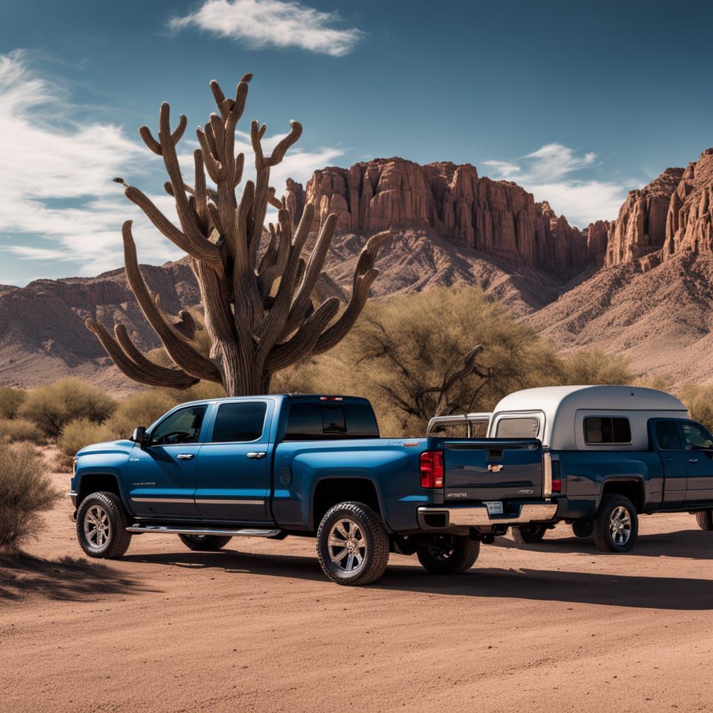 Blue Truck in Desert Landscape: Documentary Photography