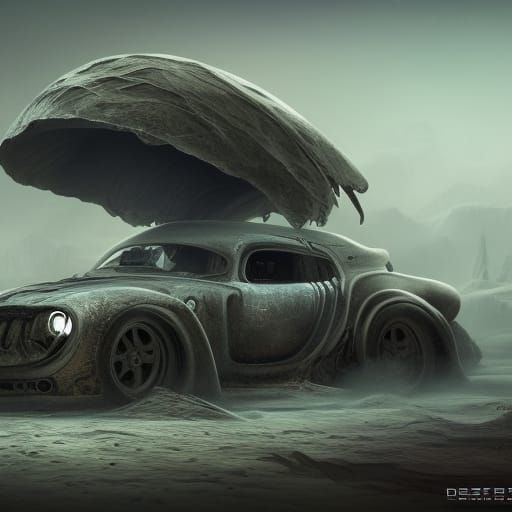 Bugatti Car Under the Moon: Detailed Matte Painting