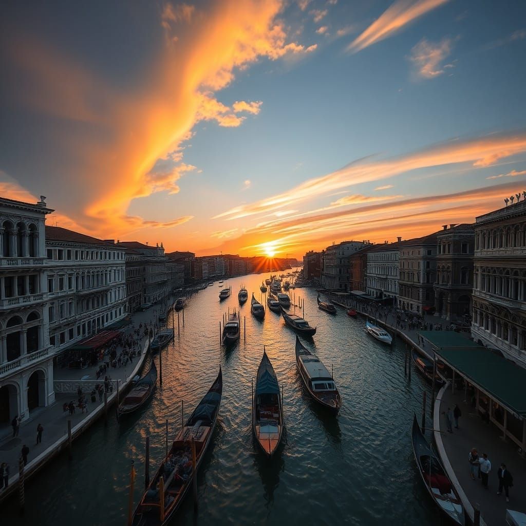 Venice Canals at Golden Hour Sunset