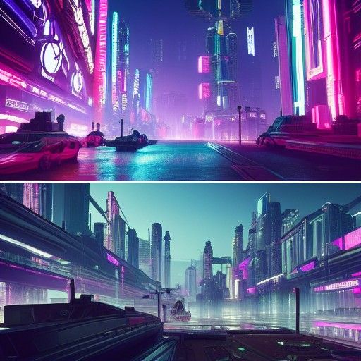 Cyberpunk Cityscape with Gothic and Western Elements
