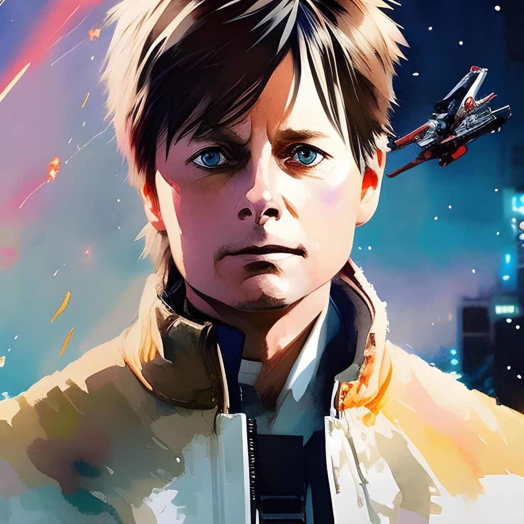 Marty McFly as Watercolor Manga Illustration