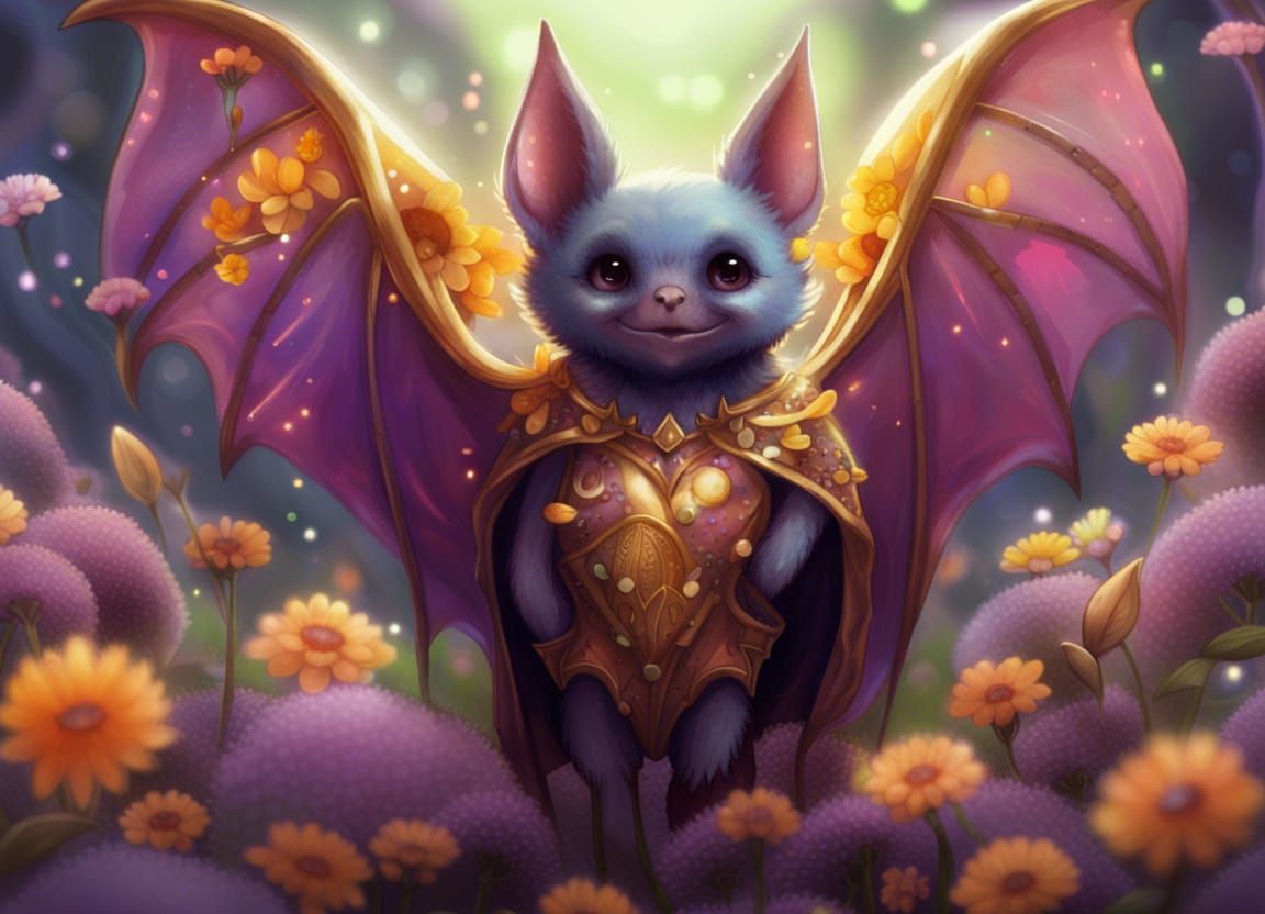 Pixar-Style Anthropomorphic Bat Figure in Gold