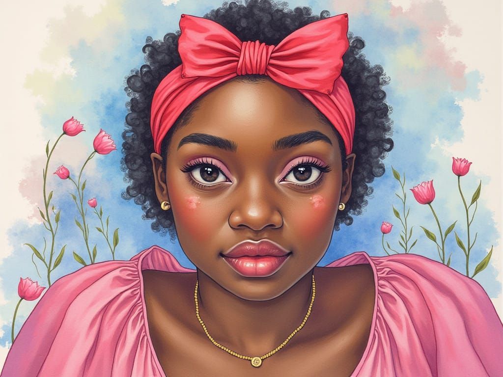 Surreal Watercolor Portrait in Pastel Hues