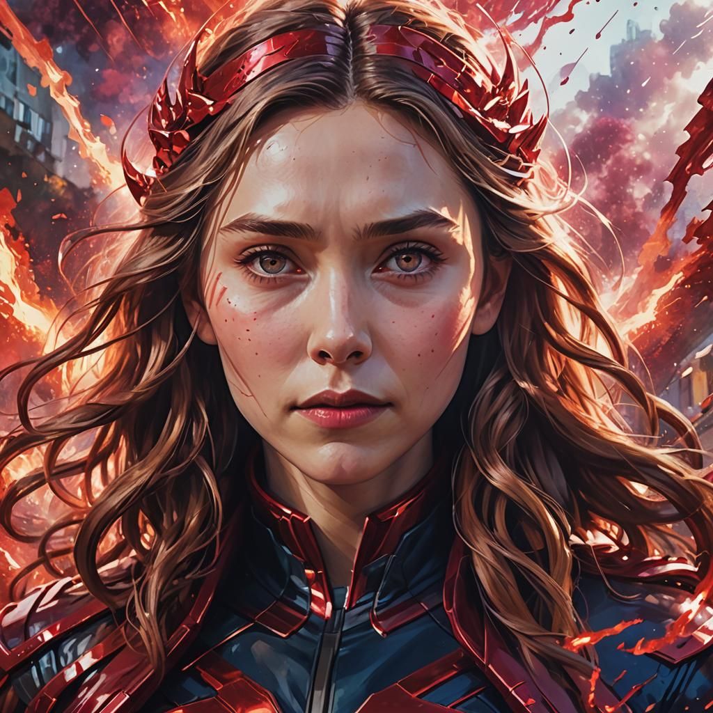 Wanda Maximoff as Scarlet Witch in My Hero Academia Style