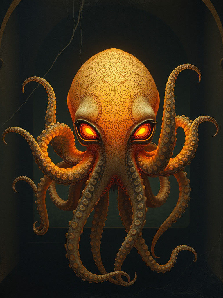 Ethereal Android Octopus Tentacle in Gothic Chapel