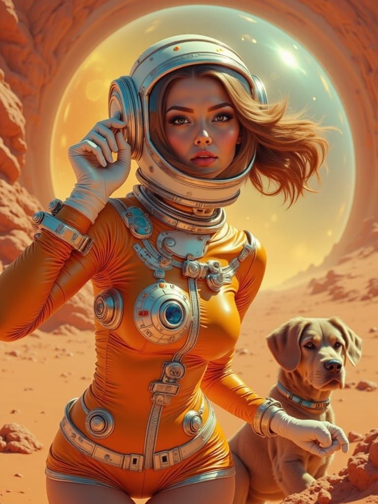 Full Body Fashion Figure in Vintage Futurism Style