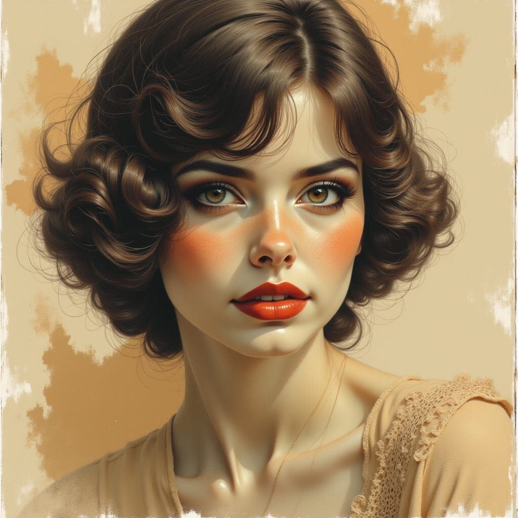 Mesmerizing 1920s Woman in Sketchy Airbrush Style
