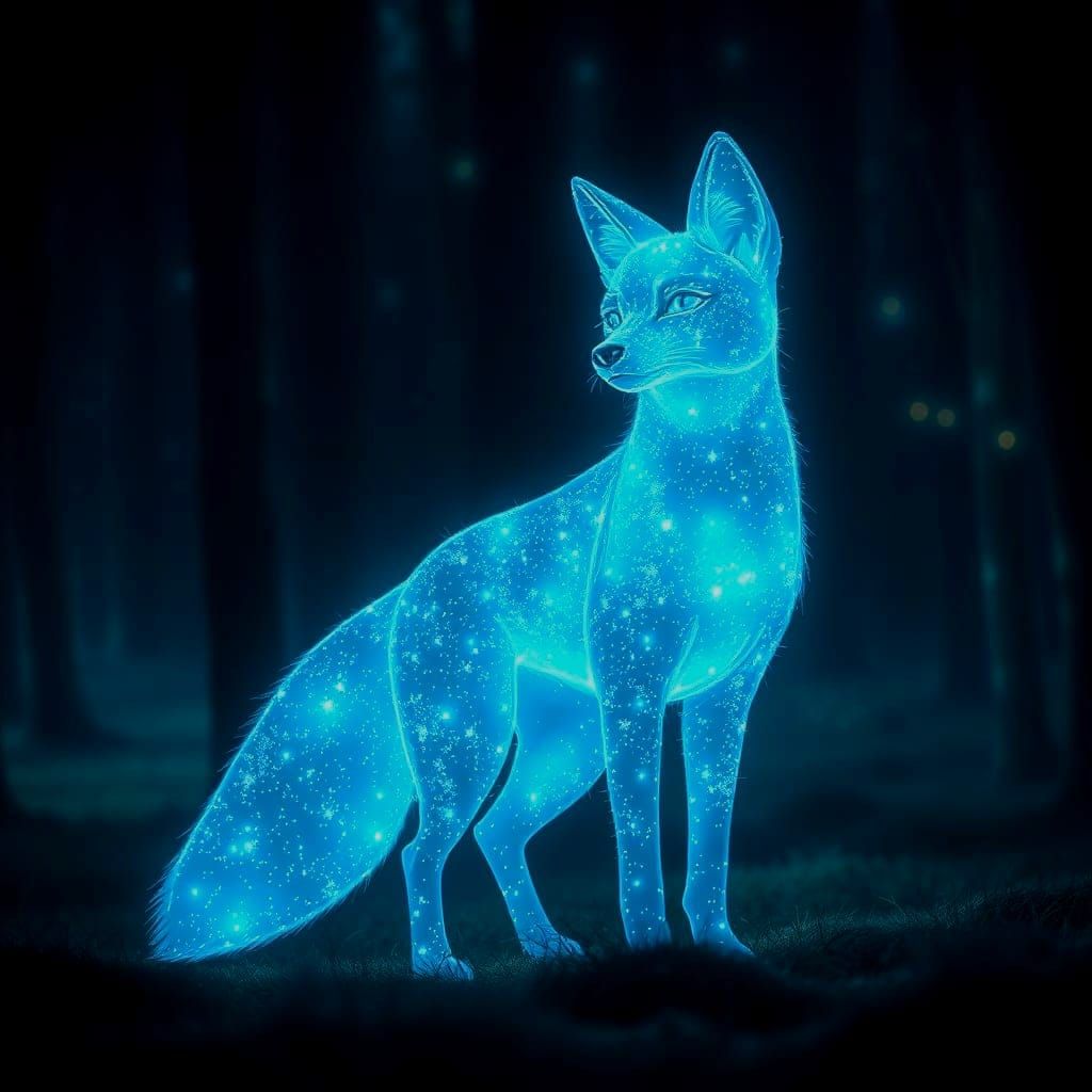 Ethereal Starlight Fox in Enchanted Forest