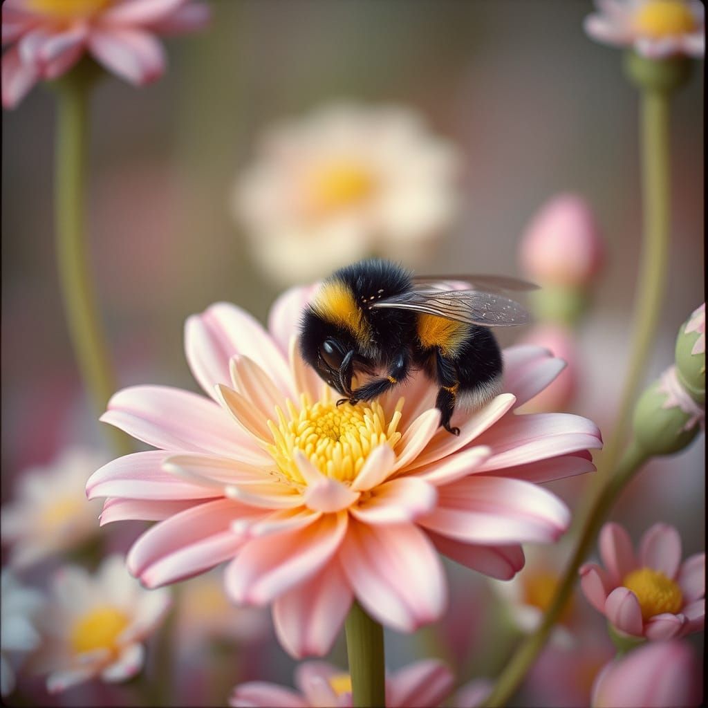 Sleepy Bumblebee in Whimsical Candyland, Vintage Film
