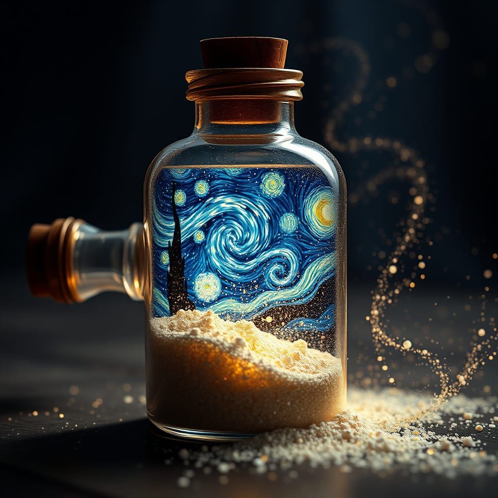 Starry Night in a Bottle: Post-Impressionist Dreamscape