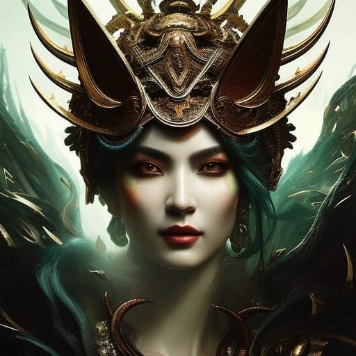 Powerful Demon Portrait in Greek Mythology Style