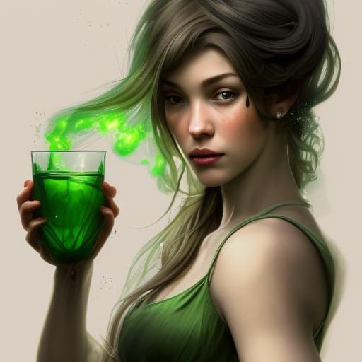 Girl Holding Potion: Hyperdetailed Digital Art Portrait