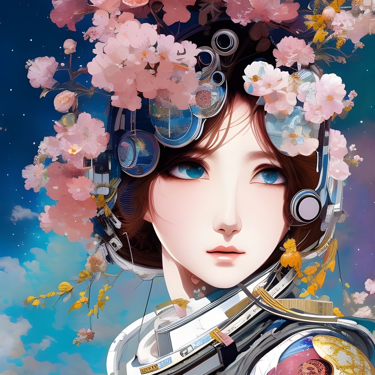 Astronaut Girl in Pastel Colors and Anime Style