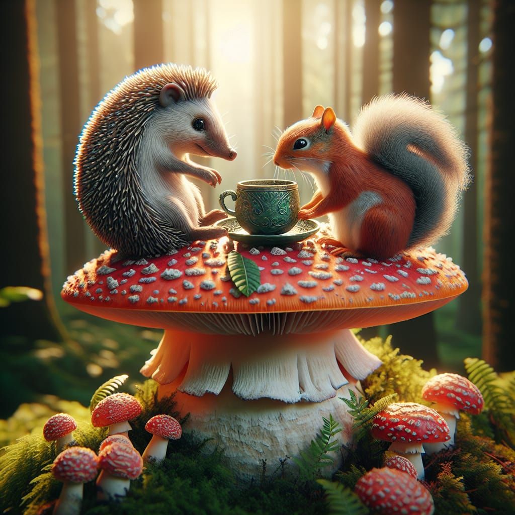 Enchanted Tea Ceremony: Hedgehog and Squirrel