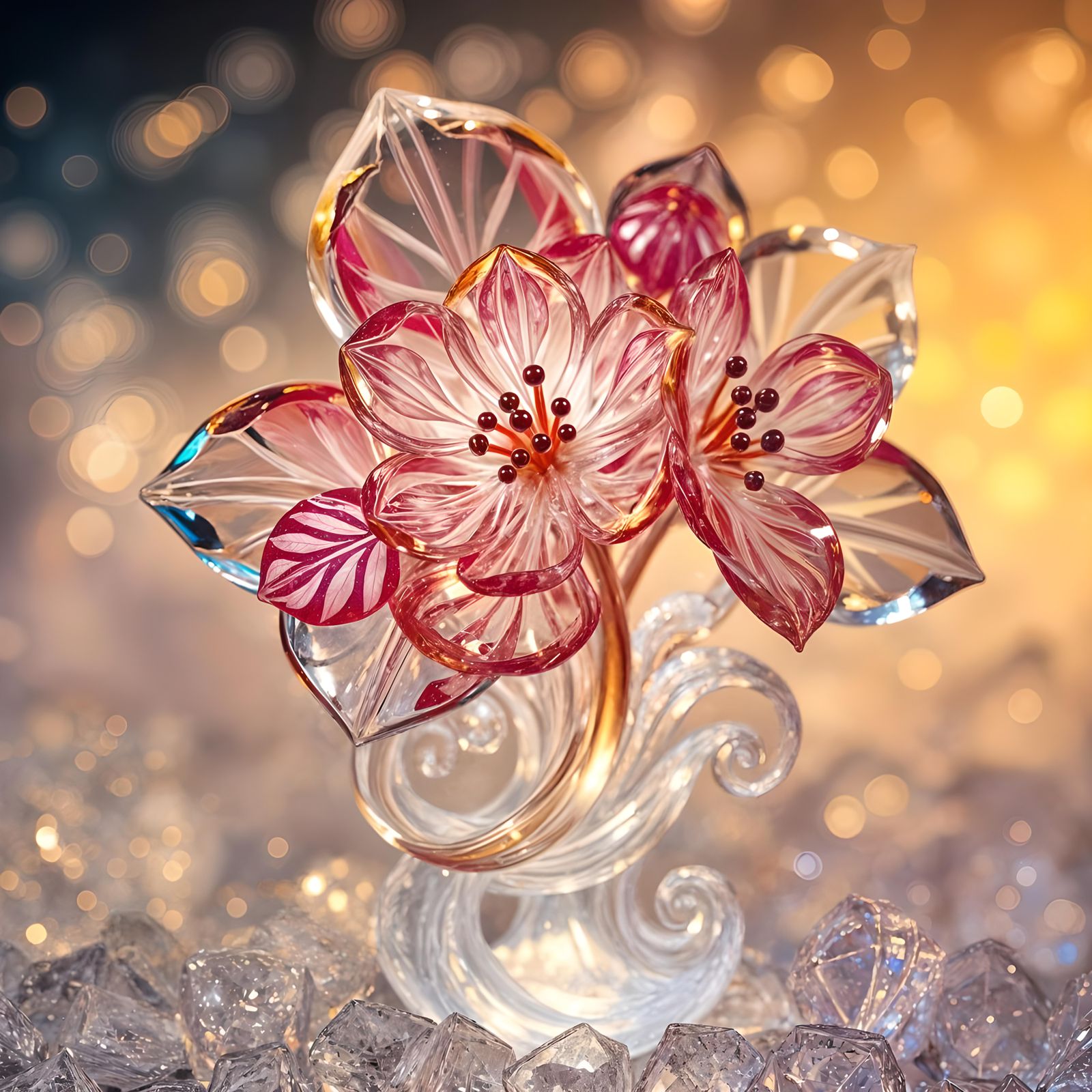 Venetian Glass Cherry Blossom in Romantic Style