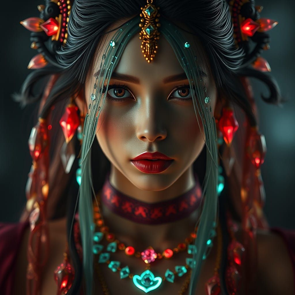 Mysterious Woman in Ethereal Glow