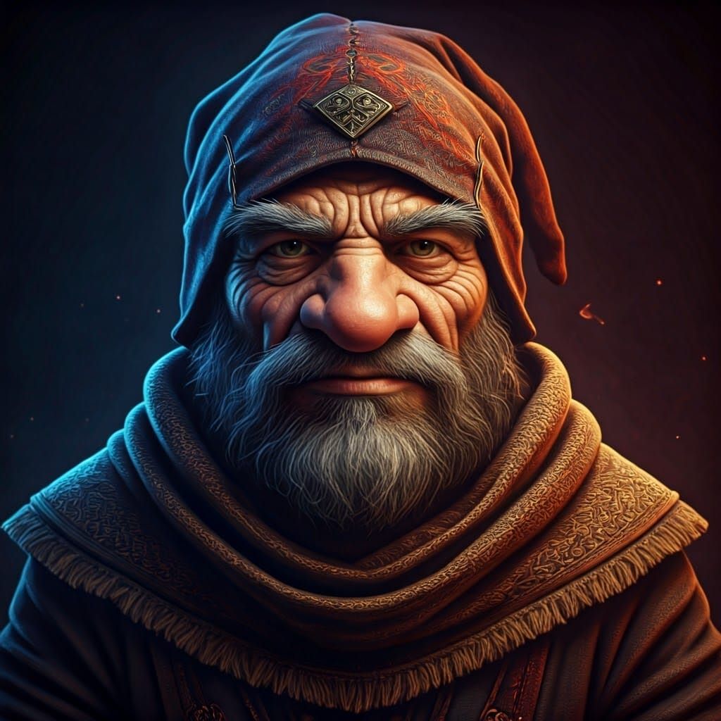 Gnome Warlock Portrait in Earthy, Mystic Hues