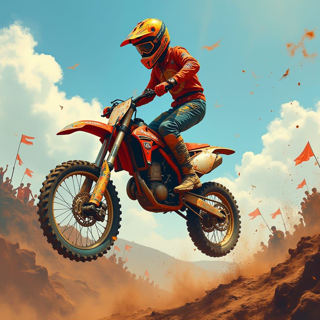 Daring Motorcross Rider in Action
