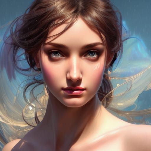 Detailed Portrait of Aphrodite in Art Nouveau Style