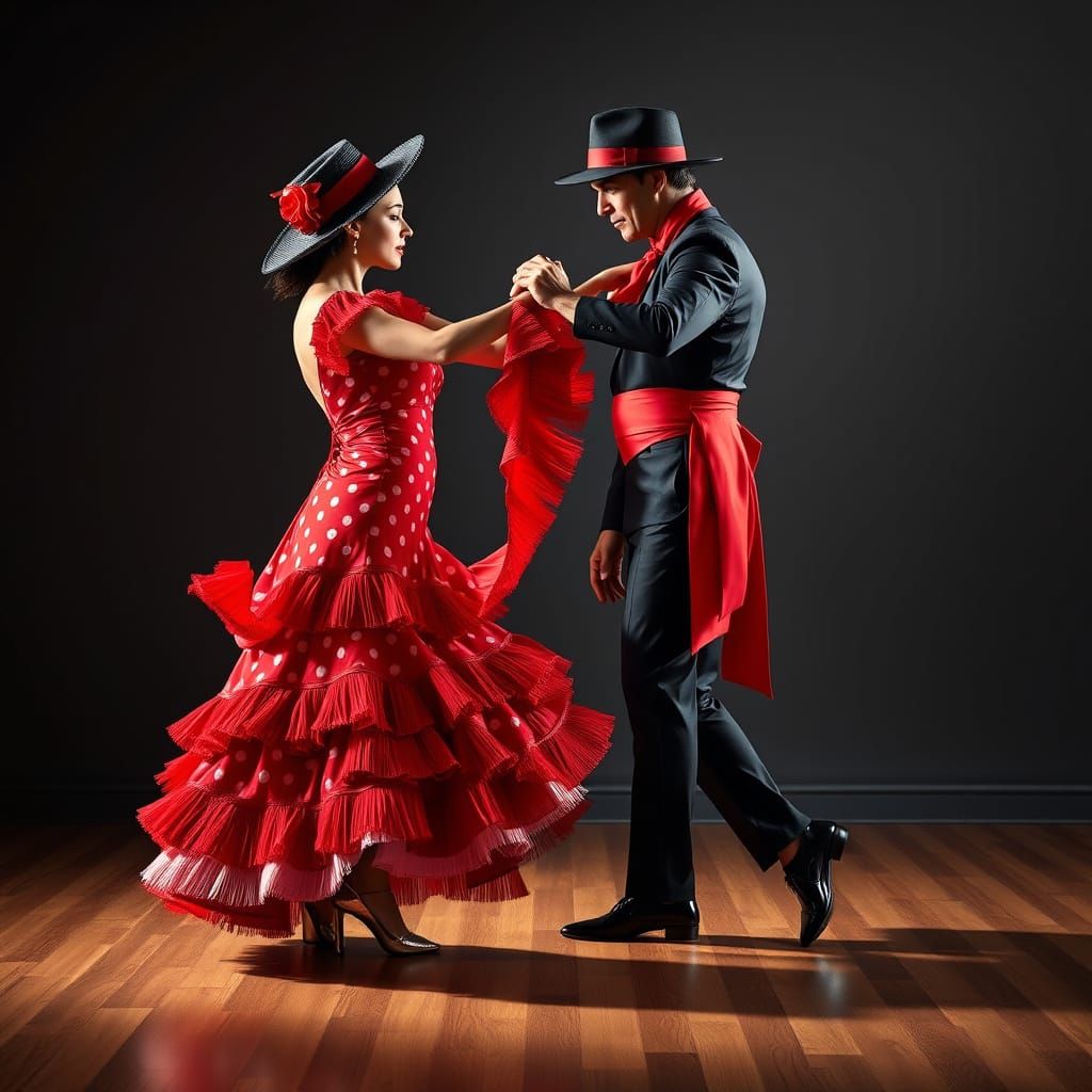 Passionate Flamenco Dance Couple in Spotlight