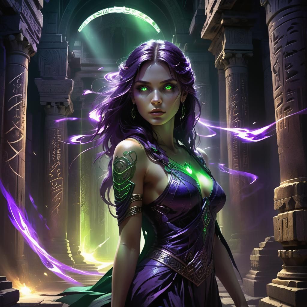 Mystical Woman Conjures Magic in Dark Fantasy Style