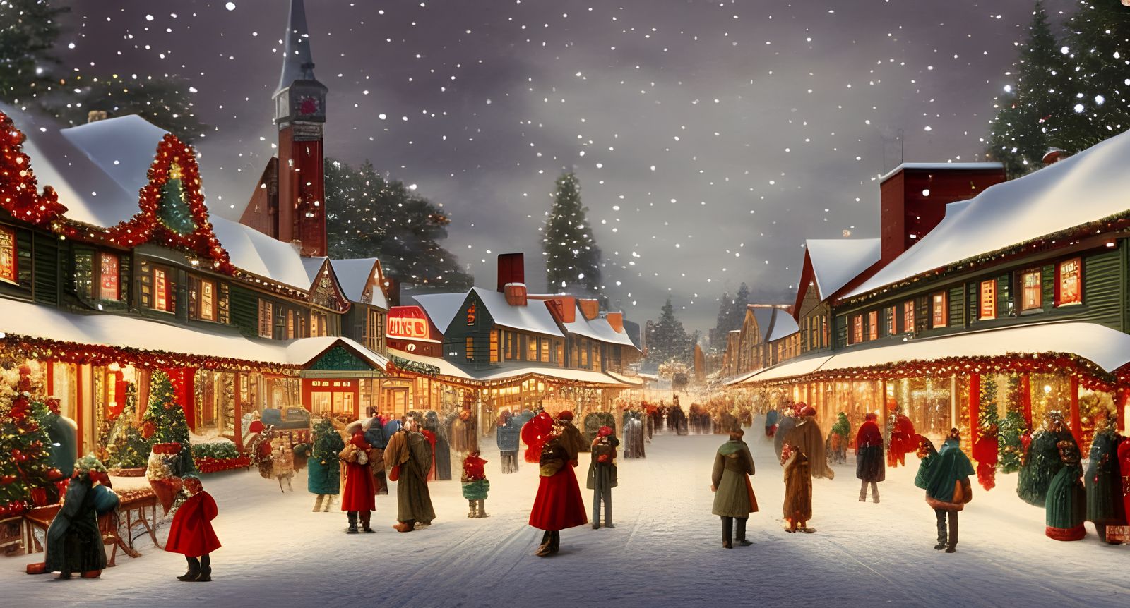 Winter Wonderland Christmas Shopping Scene