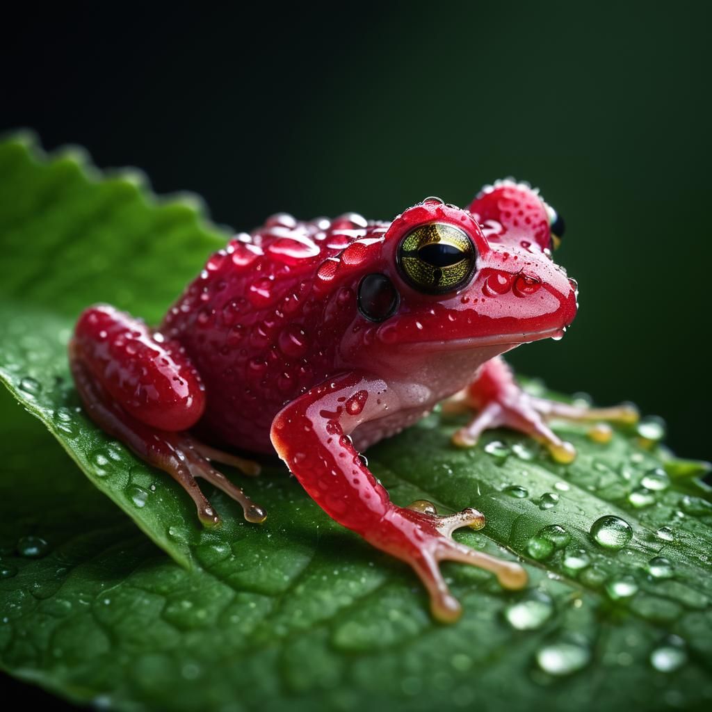 Detailed Macro Photo of a Raspberry Frog