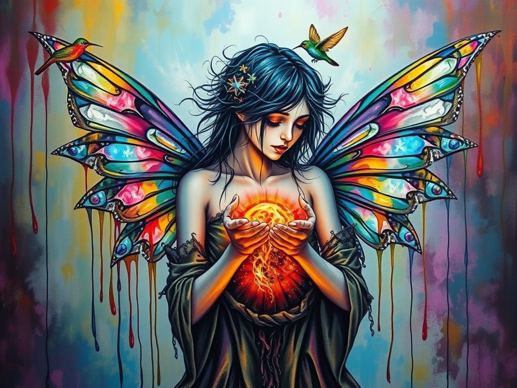 Mystical Fairy Emanates Vibrant Colors in a Dreamscape