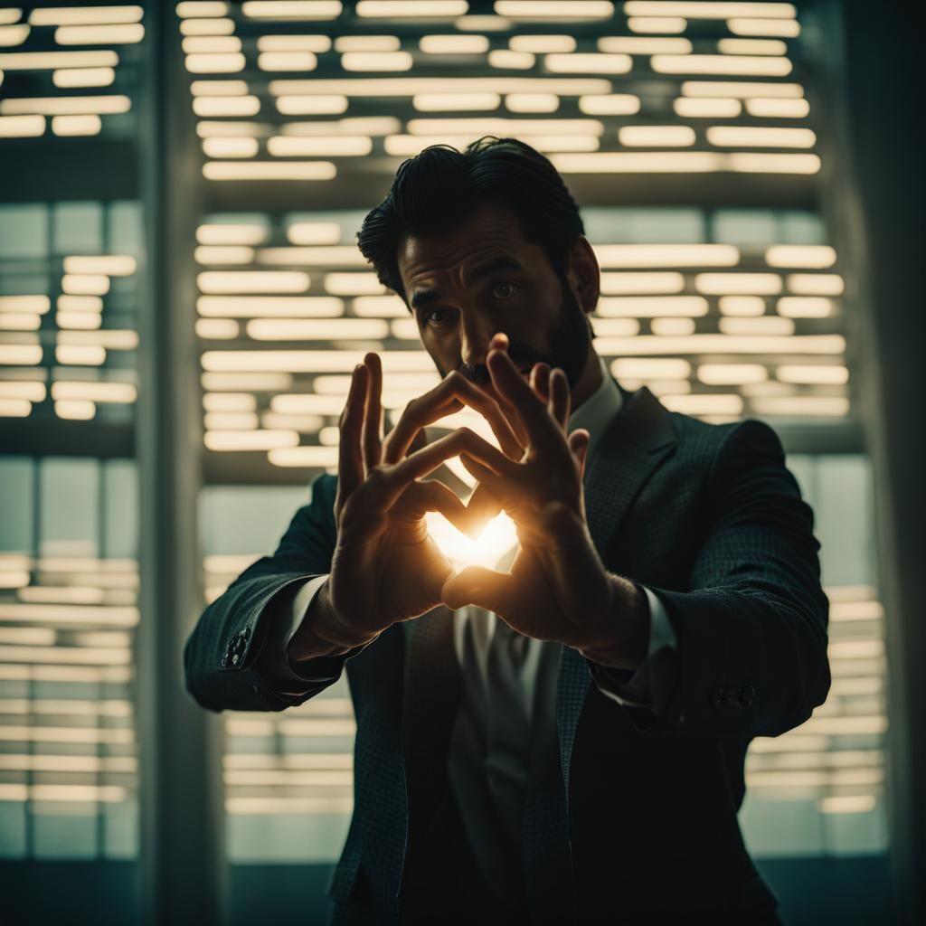 Geometric Hand Heart in Cinematic Style