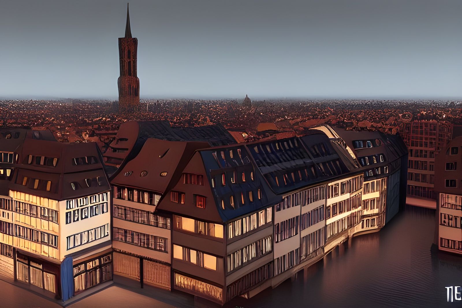 Hyperrealistic Strasbourg at Twilight in Unreal Engine 5