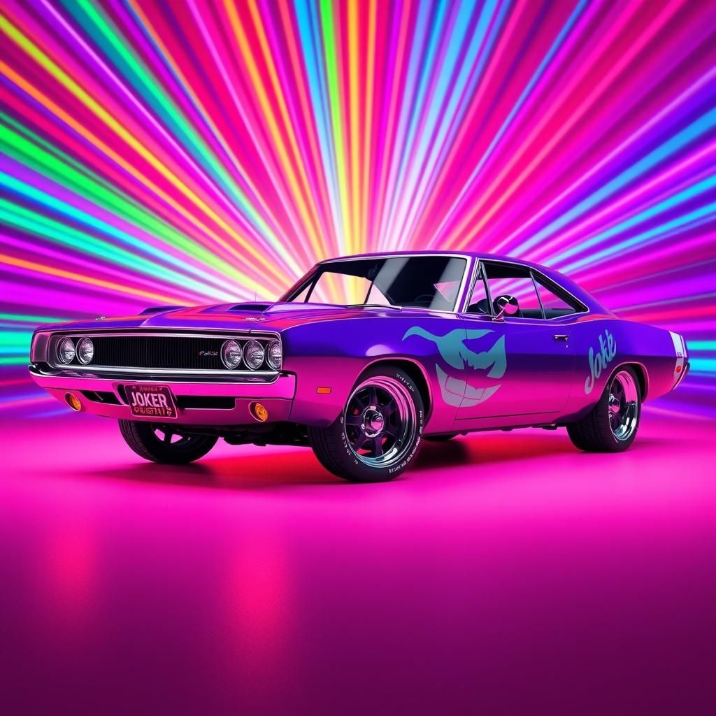 Joker Themed 1968 Dodge Challenger in 3D