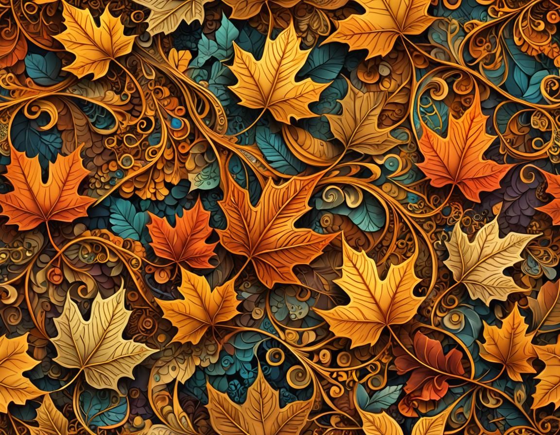 Abstract Autumn Fractal in Golden Hues