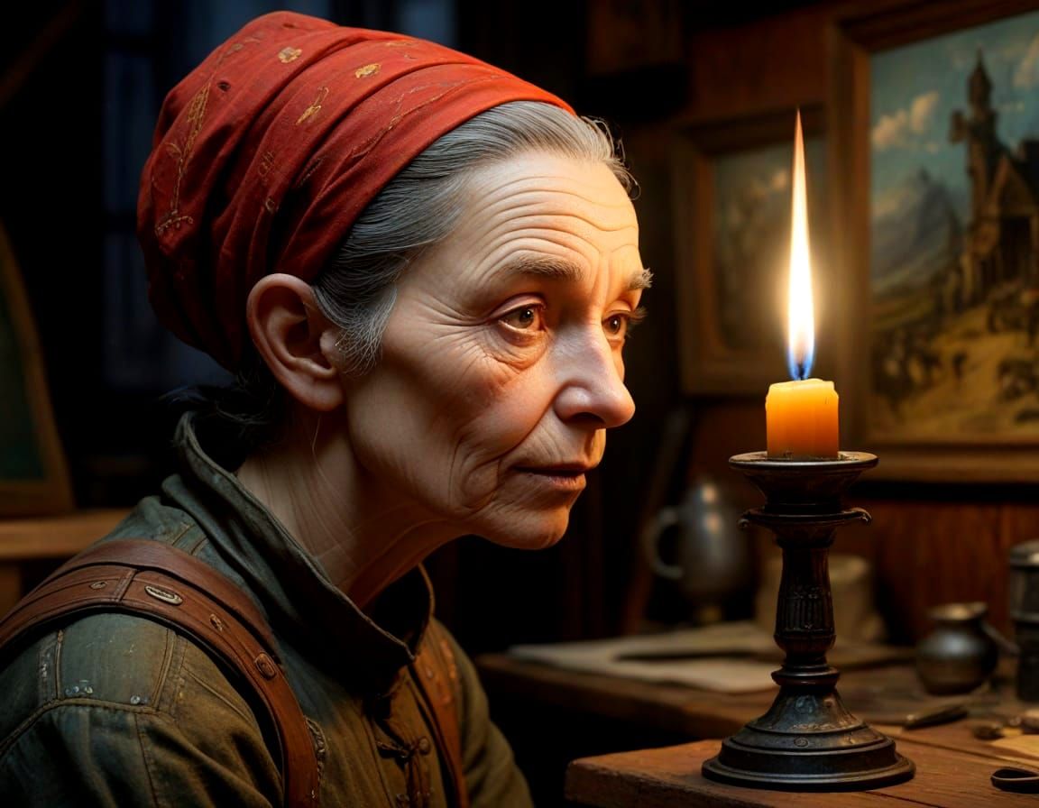 The Artist at Evening in Her Studio